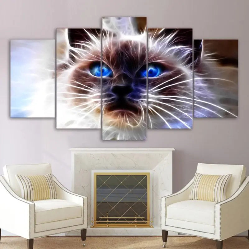 tableau chat original aux yeux bleus - Vraiment-chat