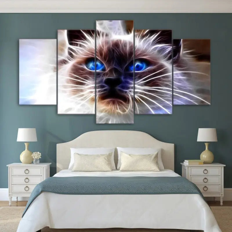 tableau chat original aux yeux bleus - Vraiment-chat