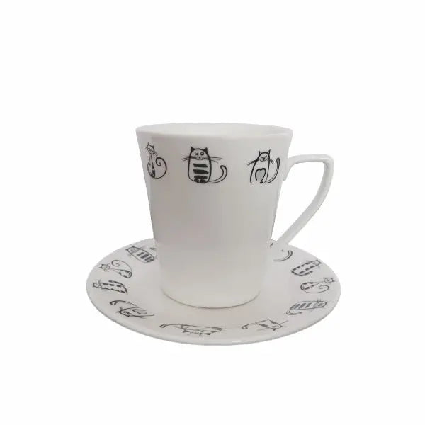 Tasse et Soucoupe à Motif Chat - Vraiment-chat