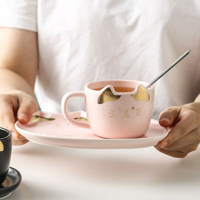 Tasse et Soucoupe Chat en Céramique - Vraiment-chat