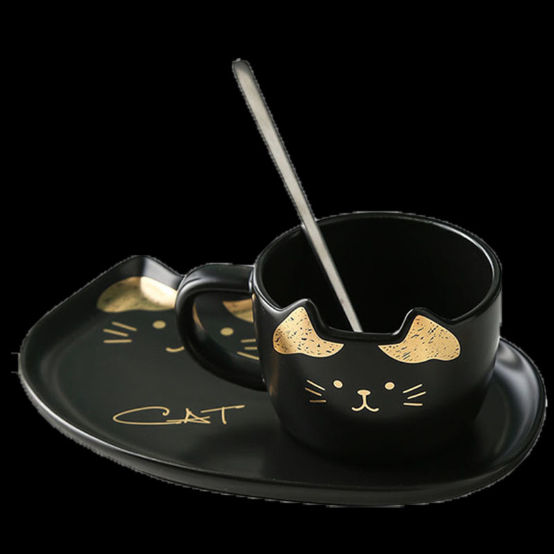 Tasse et Soucoupe Chat en Céramique - Vraiment-chat
