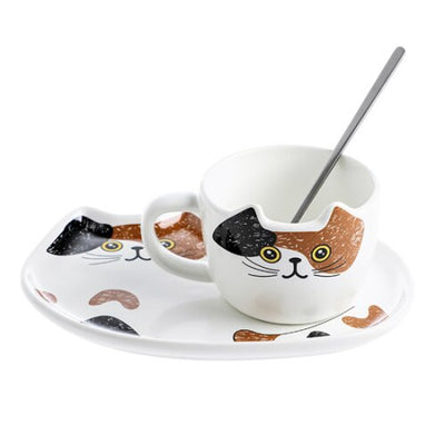 Tasse et Soucoupe Chat en Céramique - Vraiment-chat