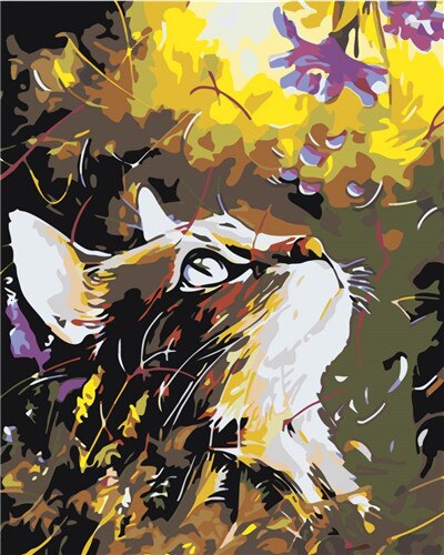 Peinture par Numéro Chat et Fleur - Vraiment-chat
