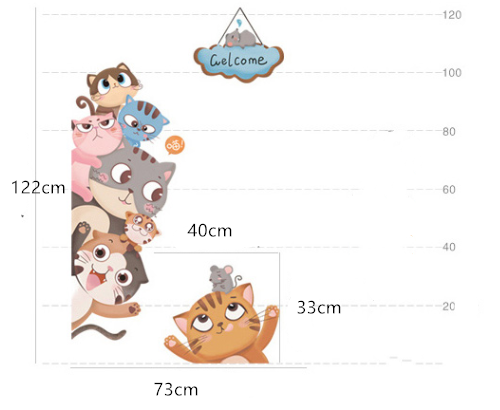 Sticker mural copains chats - Vraiment-chat