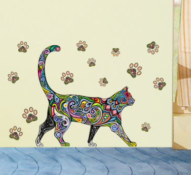 Objet Chat<br/>Sticker Mural Coloré - Vraiment-chat