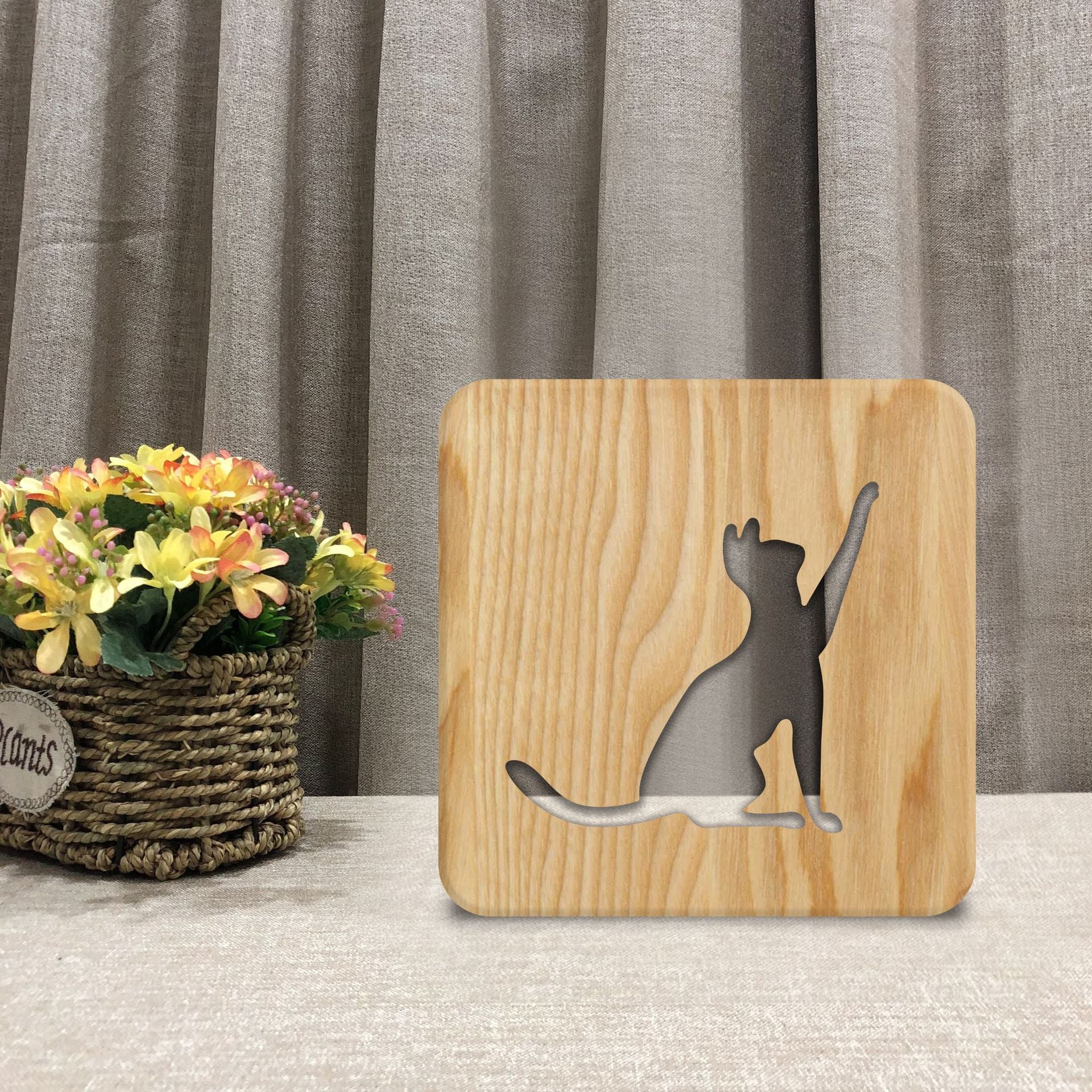 Lampe Chat en Bois - Vraiment-chat