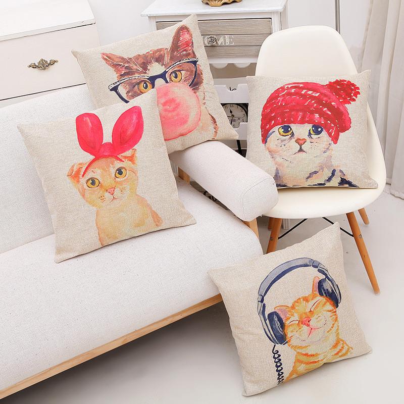 Housse de Coussin avec Imprimé Chat - Vraiment-chat