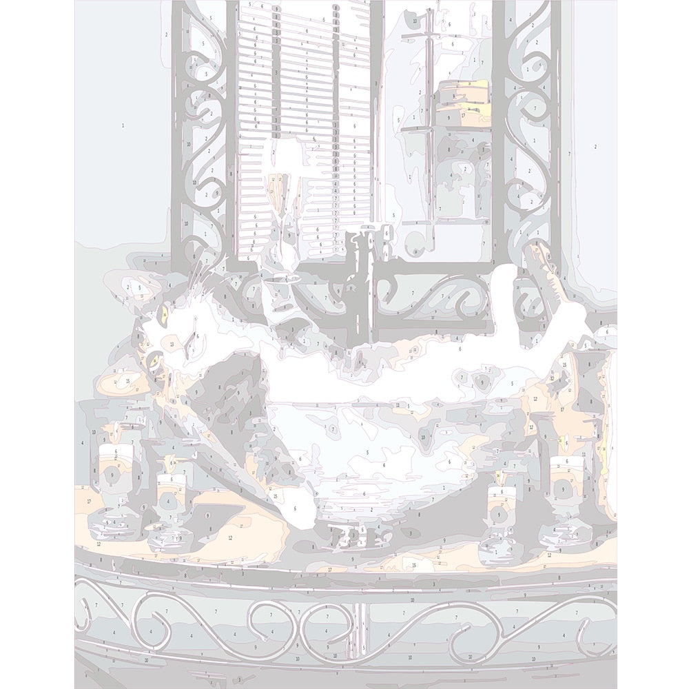 Peinture par numéro Chat et son verre de Champagne - Vraiment-chat