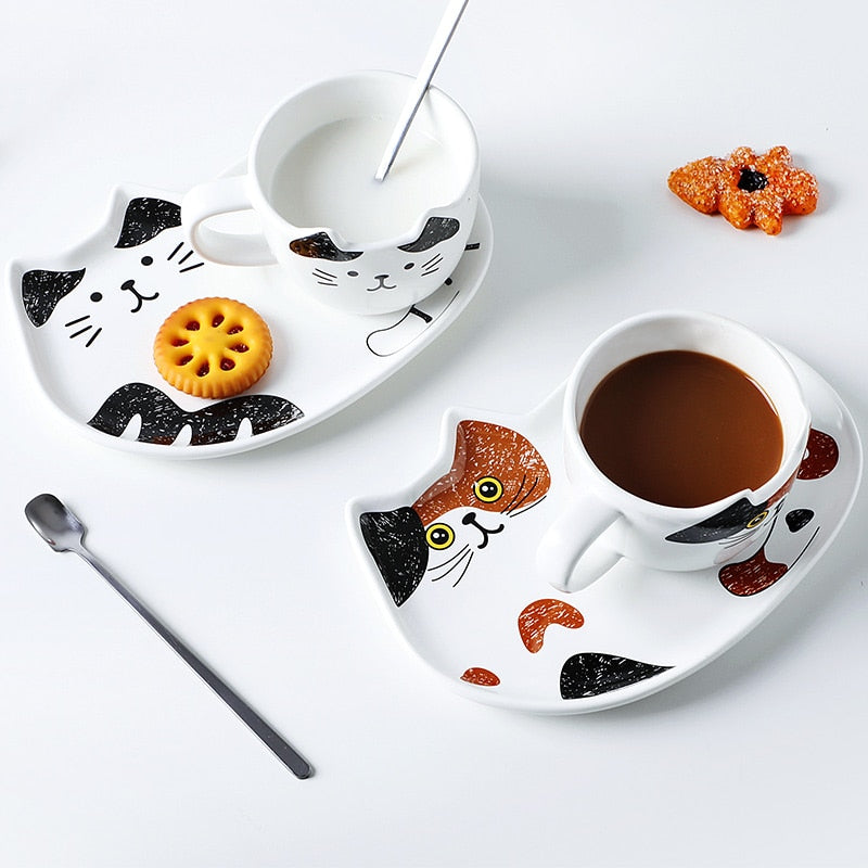 Tasse et Soucoupe Chat en Céramique - Vraiment-chat