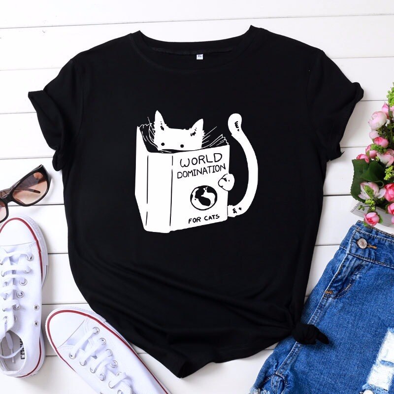 T-Shirt chat qui lit un livre