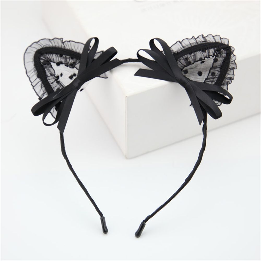 Oreilles de chat en dentelle noire - Vraiment-chat