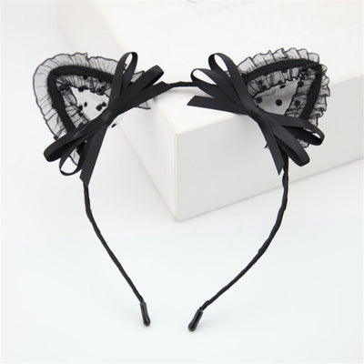 Oreilles de chat en dentelle noire - Vraiment-chat