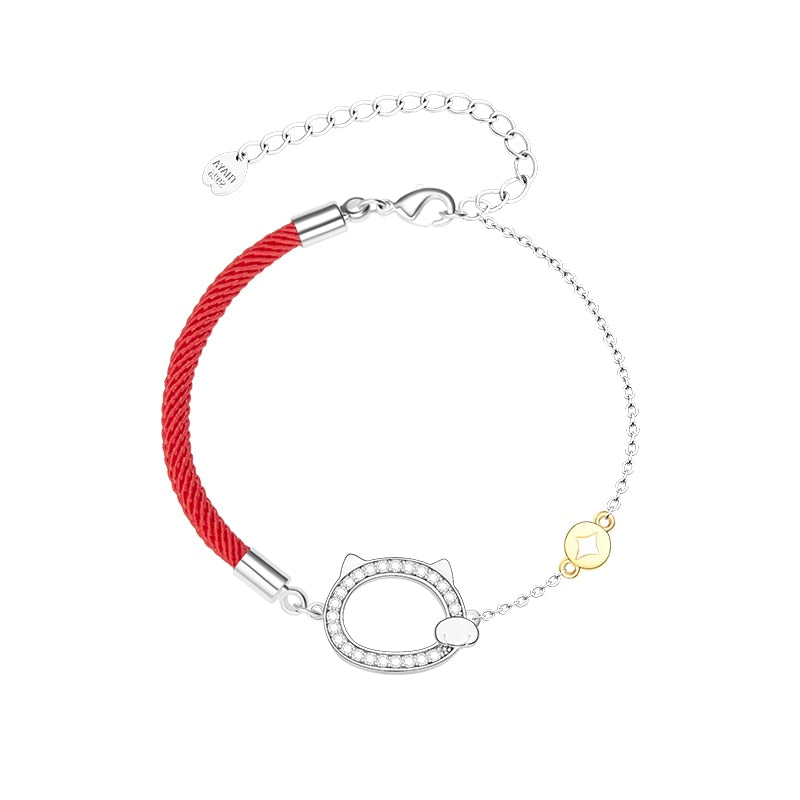 Bracelet Chat Rouge avec pierres brillantes - Vraiment-chat