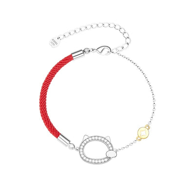 Bracelet Chat Rouge avec pierres brillantes - Vraiment-chat