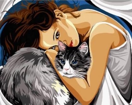 Peinture par numéro Femme avec Chat - Vraiment-chat