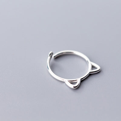 Bague Chat avec Oreilles en Argent