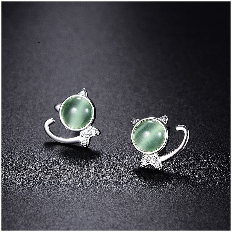 Boucles d'Oreilles Chat avec Oeil Vert - Vraiment-chat