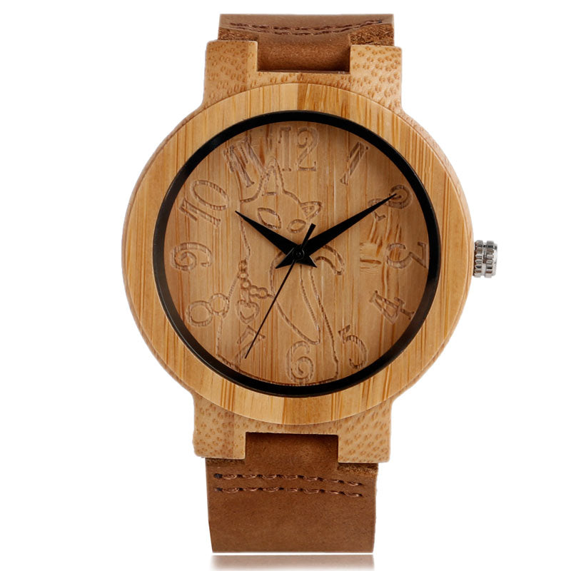 Montre Chat en Bois - Vraiment-chat