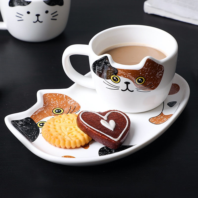 Tasse et Soucoupe Chat en Céramique - Vraiment-chat