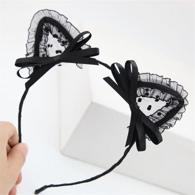 Oreilles de chat en dentelle noire - Vraiment-chat