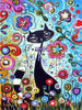 Load image into Gallery viewer, Peinture par Numéro de Chat Noir avec des Fleurs - Vraiment-chat
