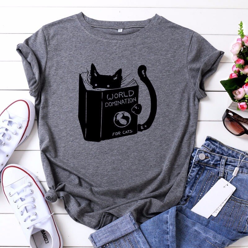 T-Shirt chat qui lit un livre