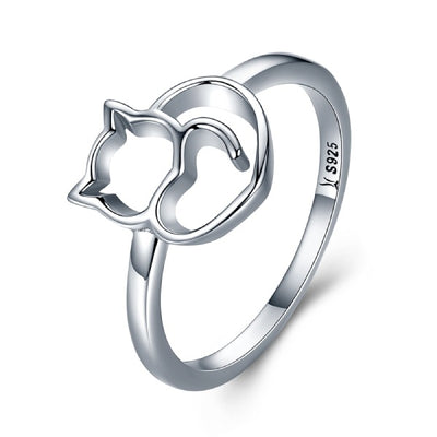 Bague Chat au Grand Coeur (Argent) - Vraiment-chat