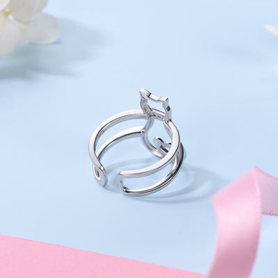 Bague Chat au Collier d'Argent