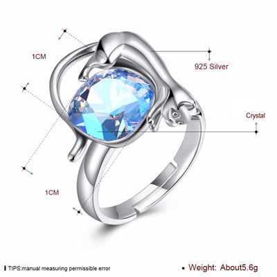 Bague Chat au Cristal Bleu (Argent) - Vraiment-chat