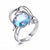 Bague Chat au Cristal Bleu (Argent) - Vraiment-chat