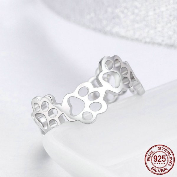 Bague Chat aux Empreintes Blanches (Argent) - Vraiment-chat