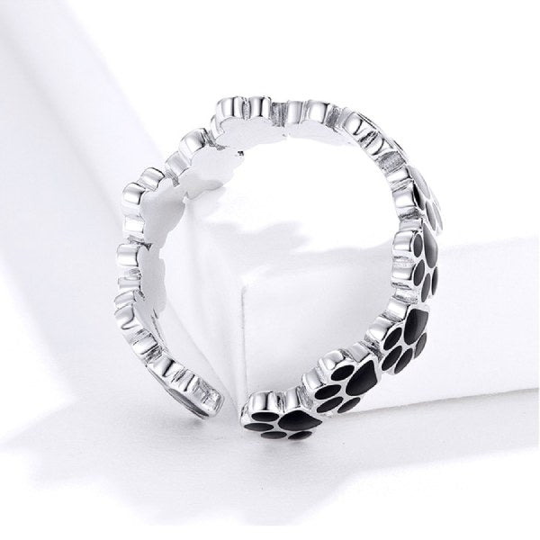 Bague Chat aux Empreintes Noires (Argent) - Vraiment-chat