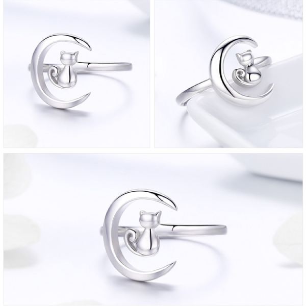 Bague Chat sur la Lune (Argent) - Vraiment-chat