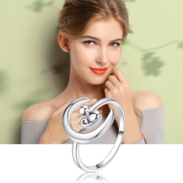 Bague Chat sur la Lune (Argent) - Vraiment-chat