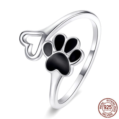 Bague Empreinte de chat noire