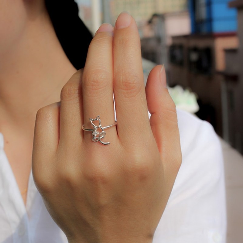 Bague Minimaliste Chat Argent - Vraiment-chat