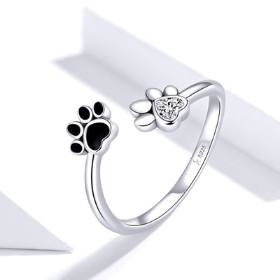 Bague patte de chat noire et blanche