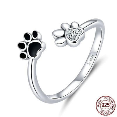 Bague patte de chat noire et blanche