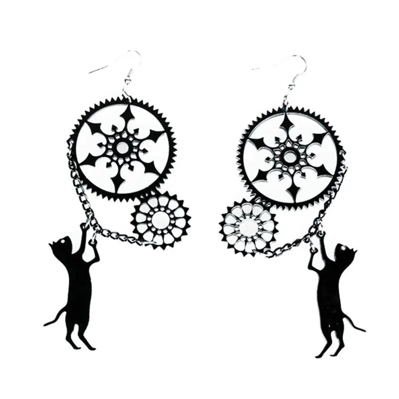 Boucles D'oreilles Clous - Tête De Chat Noires, Petites Et Mignonnes - Pour Un Look Félin Et Discret