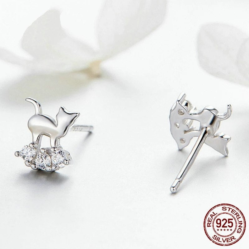 Boucles d'Oreilles Chat Nuage de Diamants - Vraiment-chat