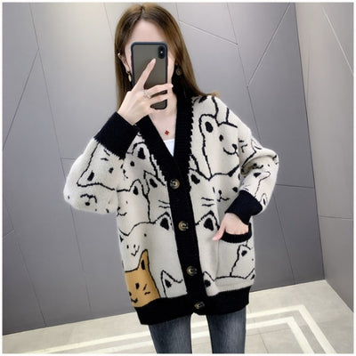 Cardigan Chat en Laine