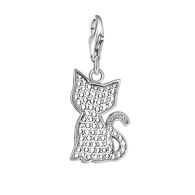 Charm Silhouette de chat sertie de pierres brillantes