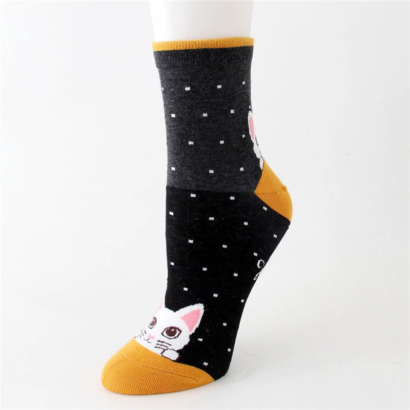 Chaussette Rayures Tête de Chat