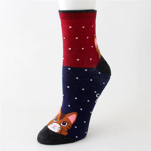 Chaussette Rayures Tête de Chat