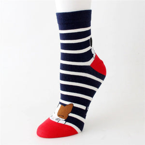 Chaussette Rayures Tête de Chat