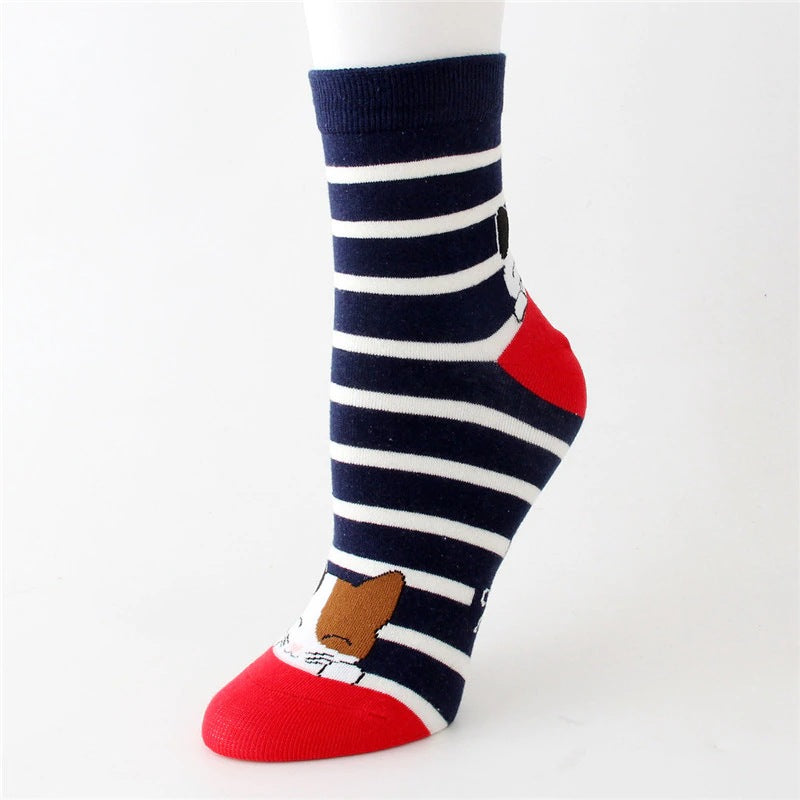 Chaussette Rayures Tête de Chat