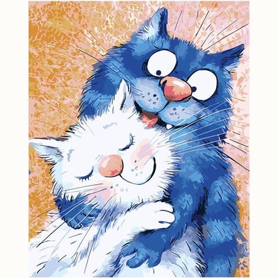 Peinture par Numéro Chat Bleu et Blanc - Vraiment-chat