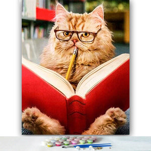 Peinture par numéro Chat qui lit - Vraiment-chat