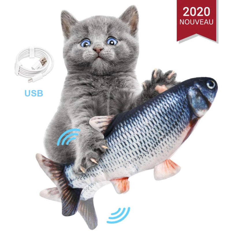 jouet chat en forme de poisson avec de l'herbe chat catnip