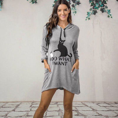 hoodie chat gris vue face